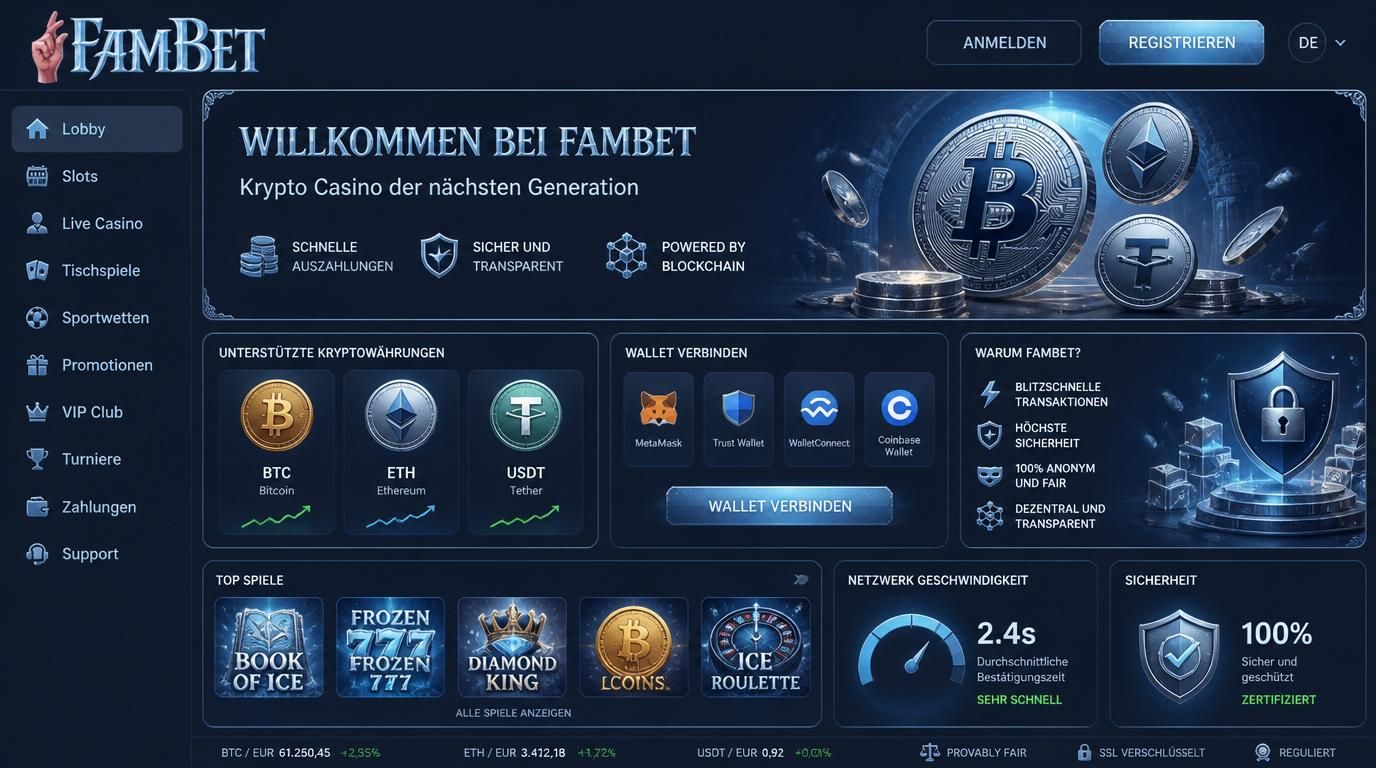 Bild mit Kryptowährungen und Wallets im Casino-Interface